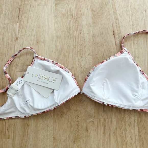 NWT L*Space Helena Top Pink Orange Graphic M Swim Bikini Swimsuit - Picture 5 of 8